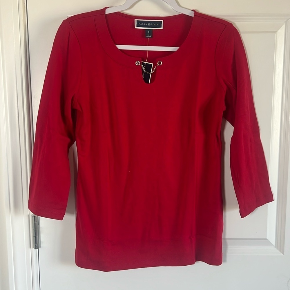 NWT Karen Scott Core Knits Red Top Size Small